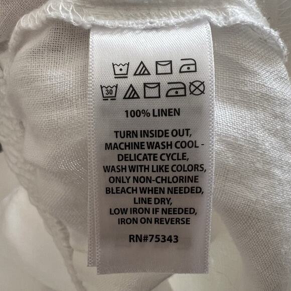 Sigrid Olsen Womens Linen Pull On Pants White Sz M Wide Leg Boho Vacation Beach - Picture 11 of 12